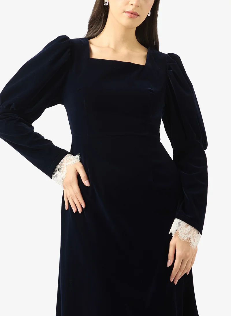 Khizana  A-line Dress With Lace Trim for Women | Best Price UAE